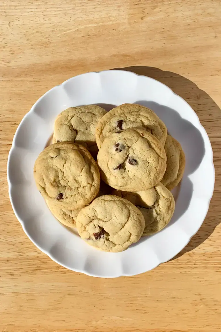 High Altitude Classic Chocolate Chip Cookies on a Plate